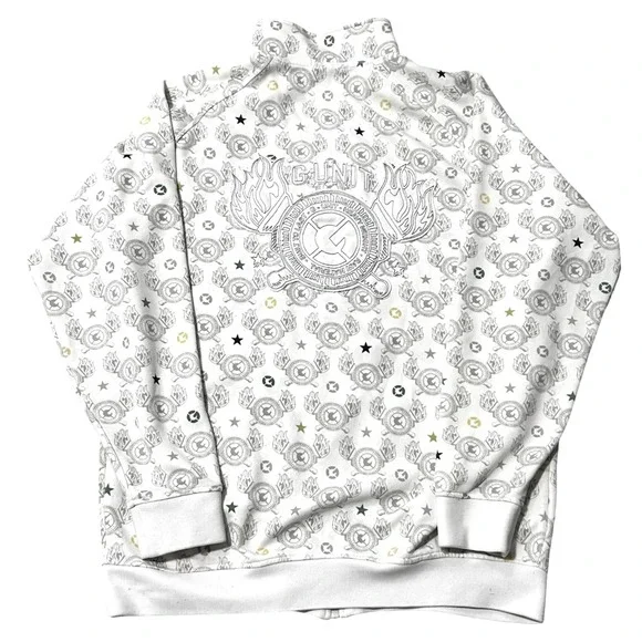 Vintage G-Unit Full Zip Track Jacket White All Over Print Logo Mens L 50 Cent - Picture 3 of 9